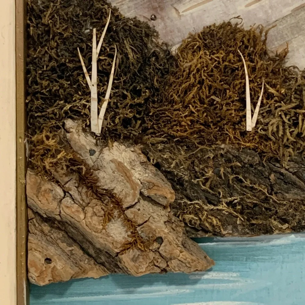 Vintage 50’s Japanese 3-D Landscape Bark & Moss Art - Picture 8 of 16